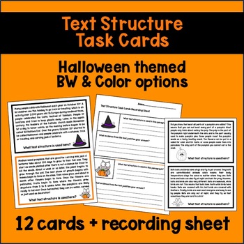 Preview of Text Structure Task Cards | Seasonal | Halloween