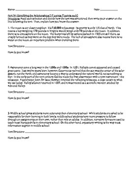 Text Structure Test (Aligned to Common Core/PACC) by The ELA Room