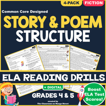 Preview of Story Structure ELA Reading Comprehension Worksheets GRADE 4 & 5 (RL.4.5/RL.5.5)