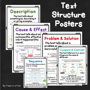 Preview of Text Structures Anchor Chart Problem and Solution Worksheet Structure Posters +