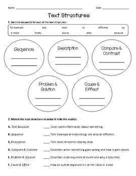 Preview of Text Structures Assessment