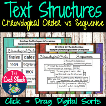 Preview of Text Structures -Chronological Order vs Sequence *DIGITAL SORTS*