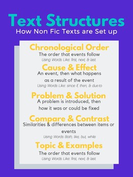 5 Text Structures Chart