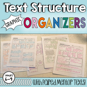 Preview of Text Structure Graphic Organizers- with paired mentor texts!