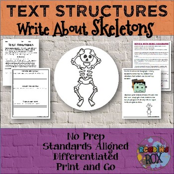 Preview of Text Structures Halloween Writing Activity: Skeletons