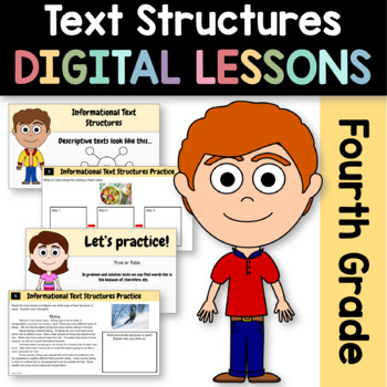 Preview of Text Structures Informational Texts 4th Grade Google Slides | Reading Review