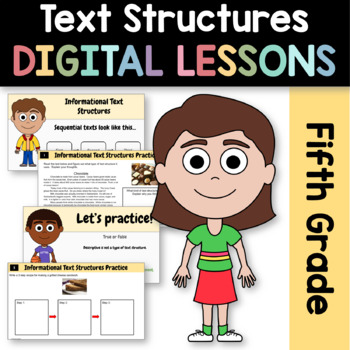 Preview of Text Structures Informational Texts 5th Grade Google Slides | Reading Review