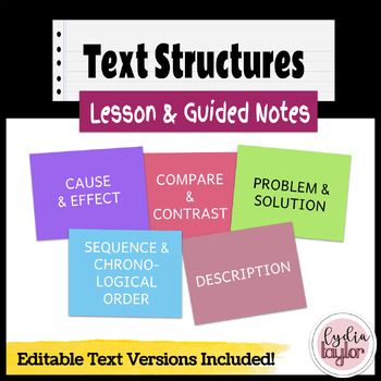 Preview of Text Structures Lesson with Guided Notes