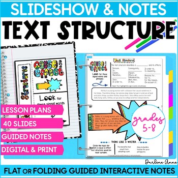 Preview of Text Structures Nonfiction PowerPoint & Notes PRINT & DIGITAL