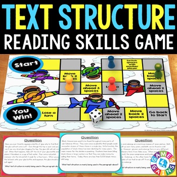 Preview of Nonfiction Text Structures Passages Task Cards Game Activity Practice Review