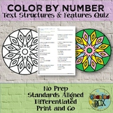 Text Structures and Text Features Color By Number Quiz