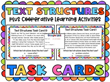 Preview of Text Structure TASK CARDS  (print & digital)