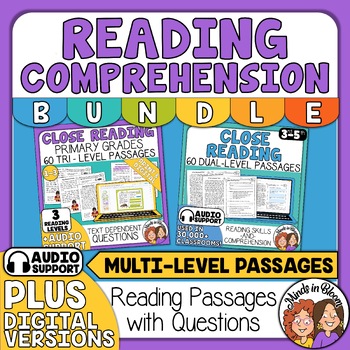 Preview of Close Reading Comprehension BUNDLE - Passages and Questions - Reading Strategies