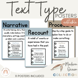 Text Type Posters | Modern Ocean English Classroom Decor