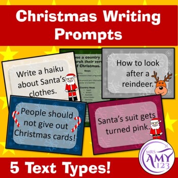 Preview of Text Type Writing Christmas Prompts Bundle - Poetry, Persuasive and More!