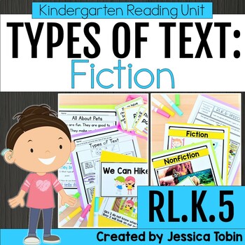 Preview of Types of Text Kindergarten Reading - RL.K.5 Lessons, Centers, Passages - RLK.5