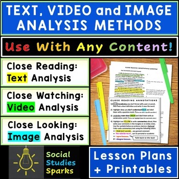 Preview of Text, Video, & Image Analysis: Lesson Plans & Handouts - Any High School Subject