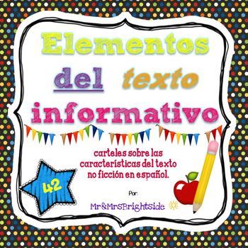Preview of Text features in Spanish / Elementos del texto informativo