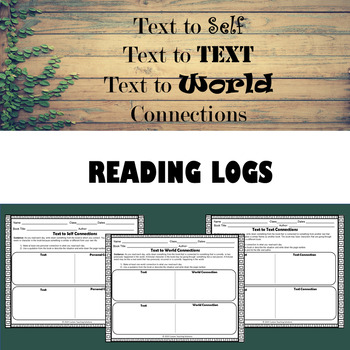 Preview of Text to Text/Self/World Connections - Reading Log