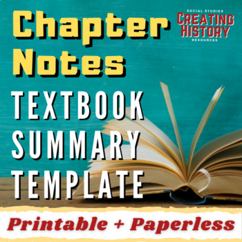 Preview of Textbook Chapter Notes Summary Template - Help Students Summarize Readings!