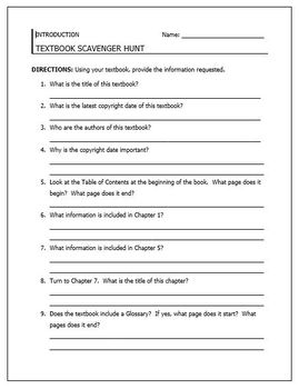 Preview of Textbook Scavenger Hunt/ Back to School Word Search - EDITABLE