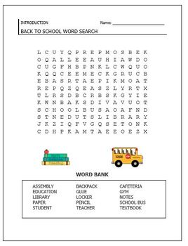Textbook Scavenger Hunt/ Back to School Word Search ...