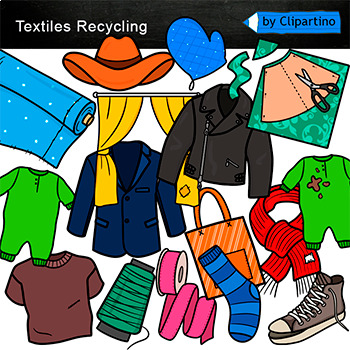 Preview of Textiles  Recycling Clip Art/ Textiles  Waste/ Earth day clipart commercial use