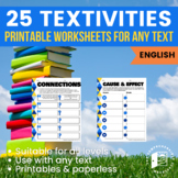 Textivities Reading Worksheets - 25 activities to complete with any text