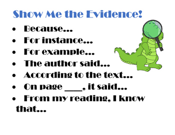 Preview of Textual Evidence Sentence Frames Poster