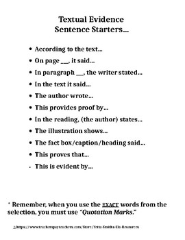 sentence starters for evidence in essays