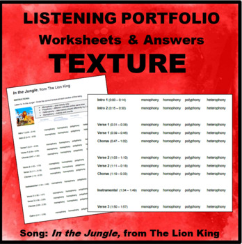 Preview of Texture Analysis - In the Jungle, from the Lion King