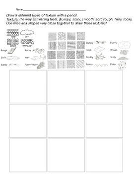 Texture Drawing Worksheet By Art With Ms B Teachers Pay Teachers