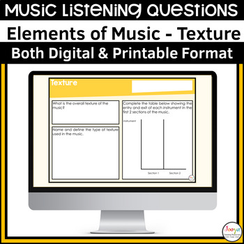 Preview of Texture Elements of Music Listening Questions for Song Analysis & Assessment