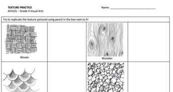 Preview of Texture Practice Worksheets & Texture Finger Assignment