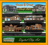 House and Street Clip Art with Textures