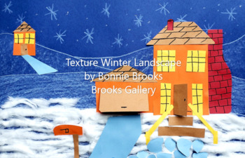 Preview of Textured Winter Landscape, with 3 Class Video Art Lessons for Elementary
