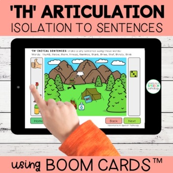 Preview of Th Articulation Boom Cards™ | Isolation to Sentences | Distance Learning