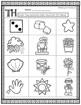 TH Digraph: Color The Th Pictures by Kathryn's Kreations | TpT