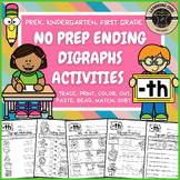 Th Ending Digraph Worksheets + Activities PreK, TK, Kinder