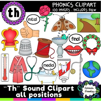 Preview of Th sound clipart all positions - 100 images! For personal and commercial use