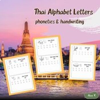 Preview of Thai Alphabet Letters Phonetics Handwriting Gor-Gai, Kor-Khai