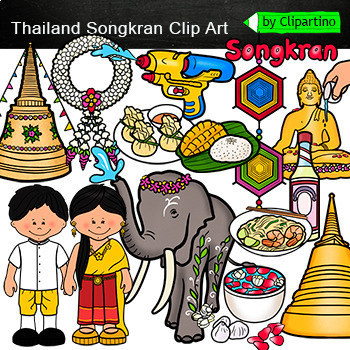 Preview of Thailand New Year Clip Art commercial use/ Songkran Clip Art/ Thai Holidays