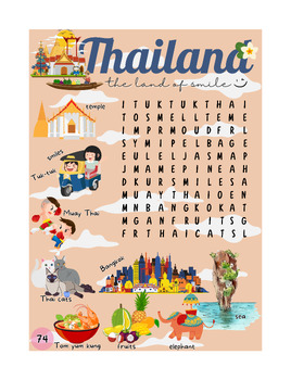 Preview of Thailand, the land of smile - Word Search Puzzle