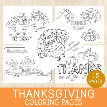 Preview of Thaksgiving Coloring Pages, Turkey Coloring, Thankful, Grateful, Writing