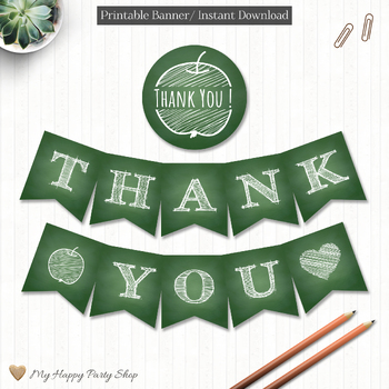 Preview of Thank You Banner, Appreciation, End of Year, Teacher Appreciation, PRINTABLE