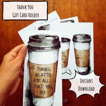 Preview of Thank You Card, Coffee Themed Appreciation Card, Teacher Appreciation