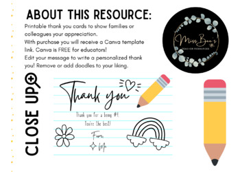 Preview of Thank You Card - Doodles + Writing