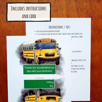 Preview of Thank You Card for School Bus Driver, School Staff Appreciation Card, Bus Card