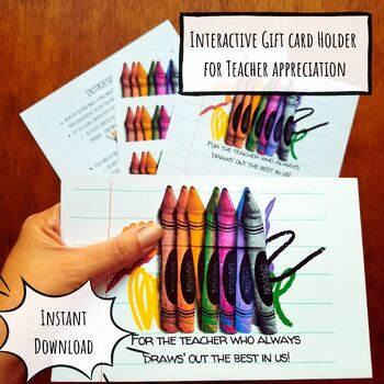 Preview of Thank You Card for Teachers, Teacher Appreciation Card, Crayon Card from Student