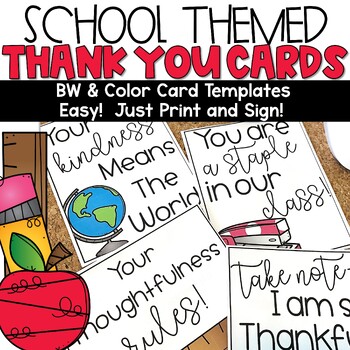 Preview of Teacher Appreciation Week Cards Letters Thank You Cards from Teacher or Student